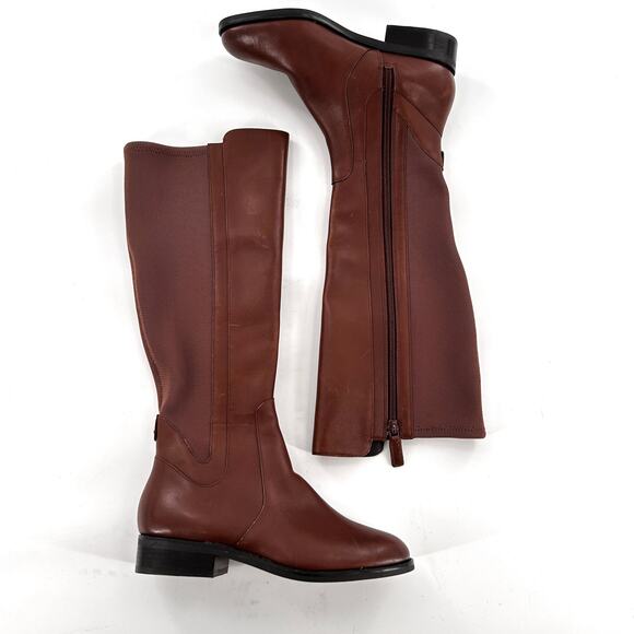 Cole Haan Noelle Riding Boots 5.5 Brown NWOT Leather Tall Knee High Academia - Picture 3 of 12